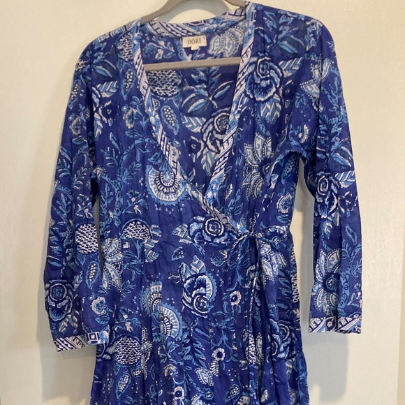Dori Indian Block Print Wrap Dress  L/XL - Picture 1 of 7